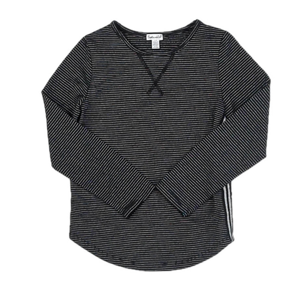 Splendid Girls Black Stripe Long Sleeve T-Shirt size: 7-8 Years